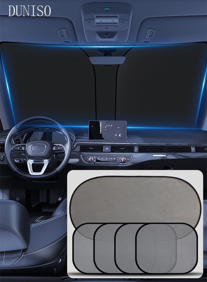 DUNISO 6 Pieces Sunshade for Car, Car Windshield Sun Shade, Car Window Shade Front Windshield Shades UV Rays Sun Visor Protector Easy to Use Fits Windshields Keep Car Cool - Image 1