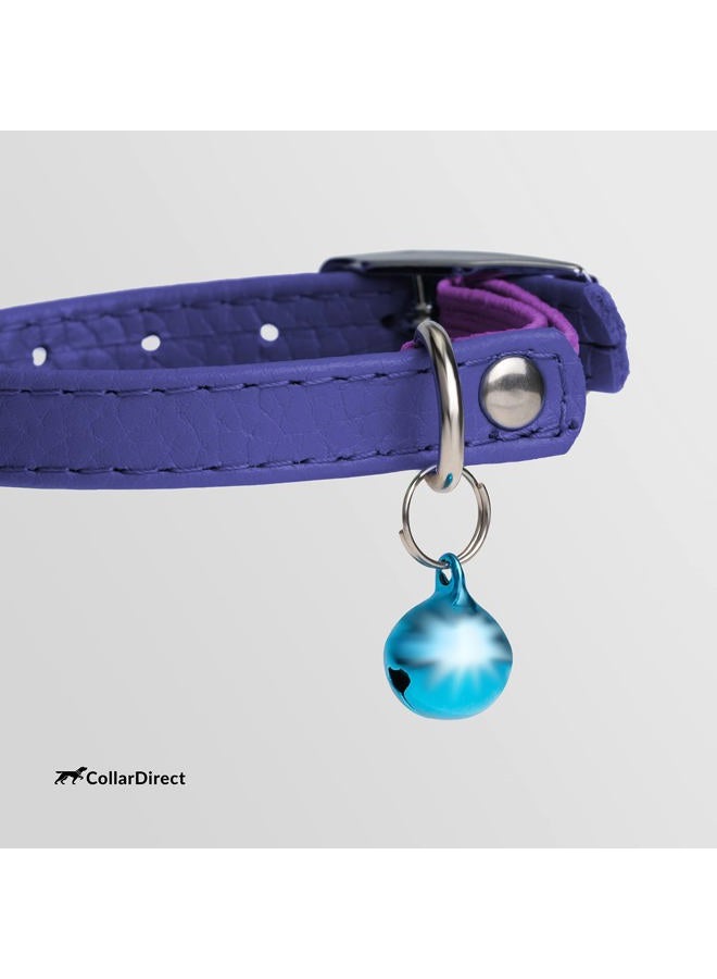 CollarDirect Leather Cat Collar, Kitten Collar with Removable Bell Black Blue Red Orange Lime Green (6-7 Inch, Purple) - Image 3