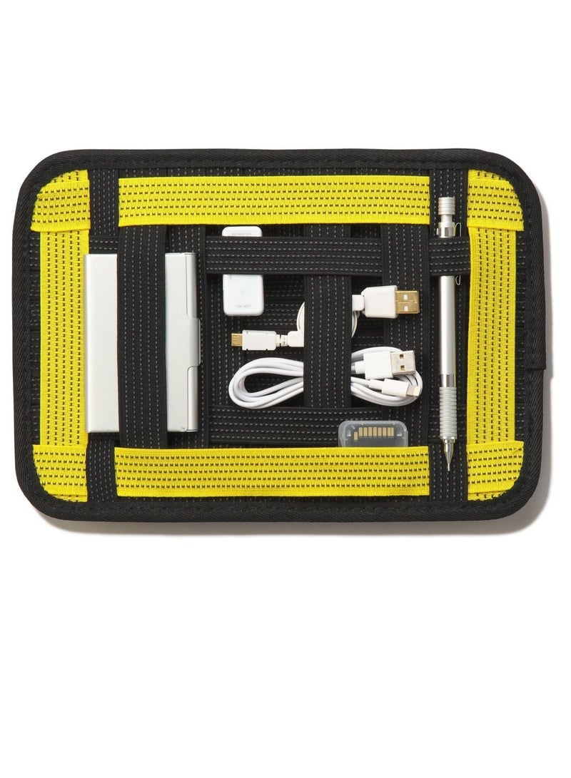 Rubik Electronics Organizer Grid with Mousepad, Travel Gear Management Organization Elastic Straps for Electronics Accessories Memory Card Flash Drive Cable Charger Cosmetic Brush (Red)  - Image 4