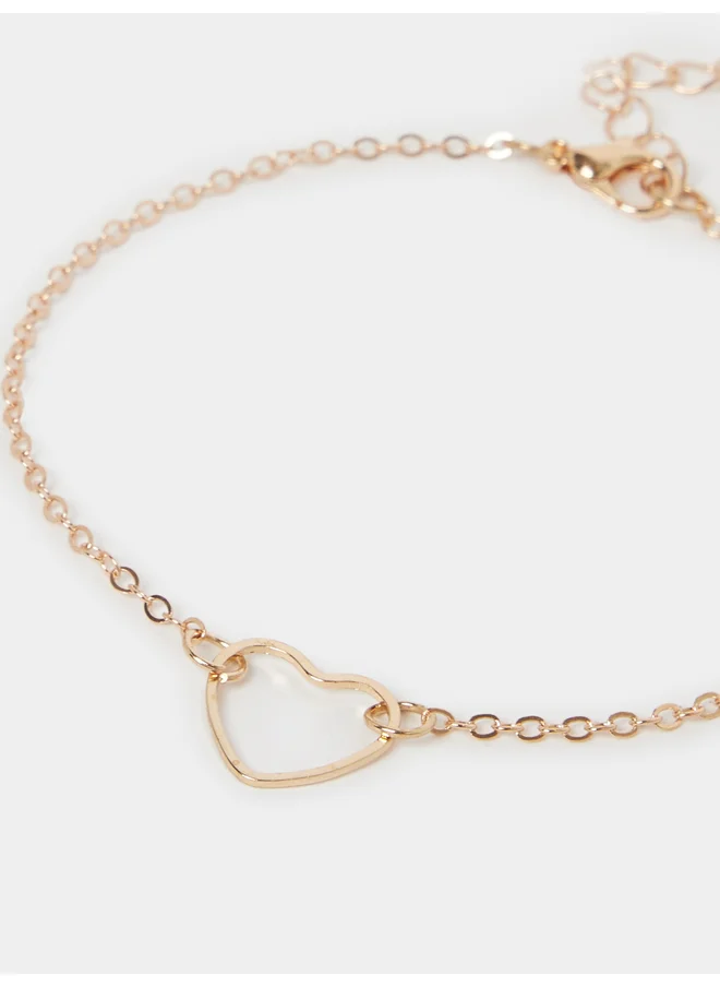 ستايلي Styli Set of 2 - Heart Drop Anklet