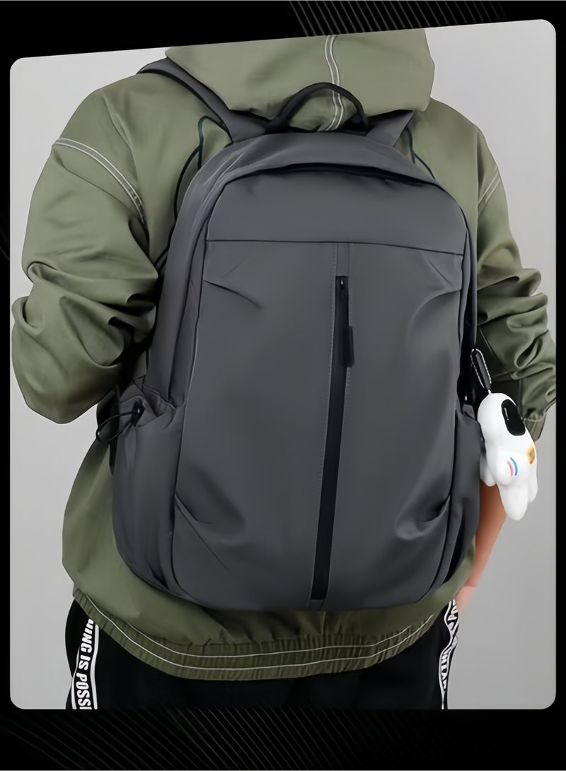 حقيبة ظهر يومية للأعمال مقاومة للماء بتصميم جديد، بوليستر بسعة كبيرة، مضادة للسرقة، مع قلادة لرائد فضاء، رمادية - Image 1