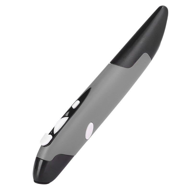 2.4G Wireless Pen Type Mouse: Gray Ergonomic 4-Button Optical Tracking Mouse - Adjustable 800/1200/1600 DPI Plug And Play USB Stylus For Notebook PC Intelligent TV - Image 2