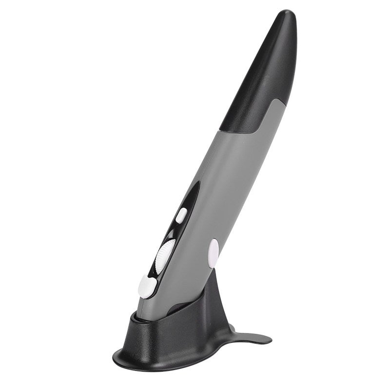 2.4G Wireless Pen Type Mouse: Gray Ergonomic 4-Button Optical Tracking Mouse - Adjustable 800/1200/1600 DPI Plug And Play USB Stylus For Notebook PC Intelligent TV - Image 5