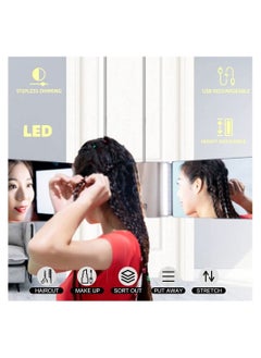 DMG TECH 3 Way Barber Mirror,LED Light, 180 Degree Barber Mirror for Men,USB with Height Adjustable Telescoping Hook,Suitable for Hair Cutting, Hairstyling, Shaving, Grooming, Hair Coloring and Makeup  - Image 5