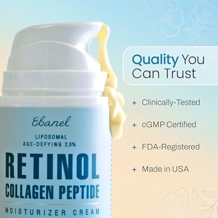 Ebanel Retinol Cream for Face 3.5 oz, Moisturizer with Collagen, Peptides, Ceramides, Hyaluronic Acid, Vitamin C & B5, Firming Anti Aging Face Cream for Wrinkles, Fine Lines, Dark Spots, Day & Night - Image 5