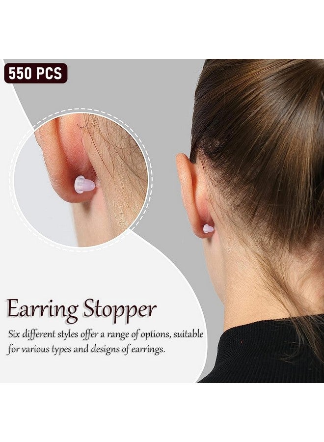 MAYCREATE Plastic 600Pcs Earring Backs For Ear Studs, 6 Styles Soft Clear Earring Clutch Stoppers, Hypoallergenic Locking Earring Accessories Replacement Kits For Hook Earrings - Image 2