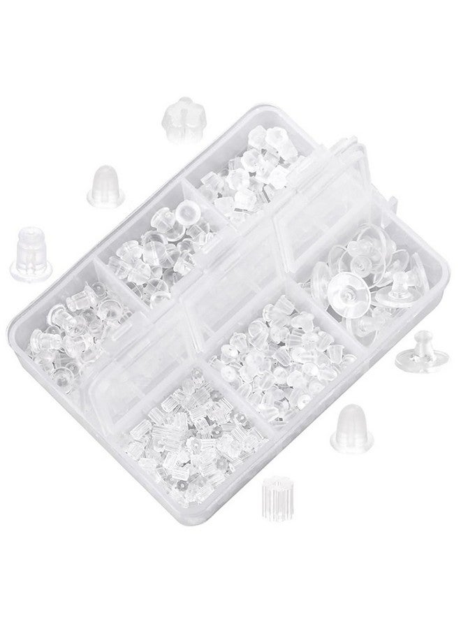 MAYCREATE Plastic 600Pcs Earring Backs For Ear Studs, 6 Styles Soft Clear Earring Clutch Stoppers, Hypoallergenic Locking Earring Accessories Replacement Kits For Hook Earrings - Image 1