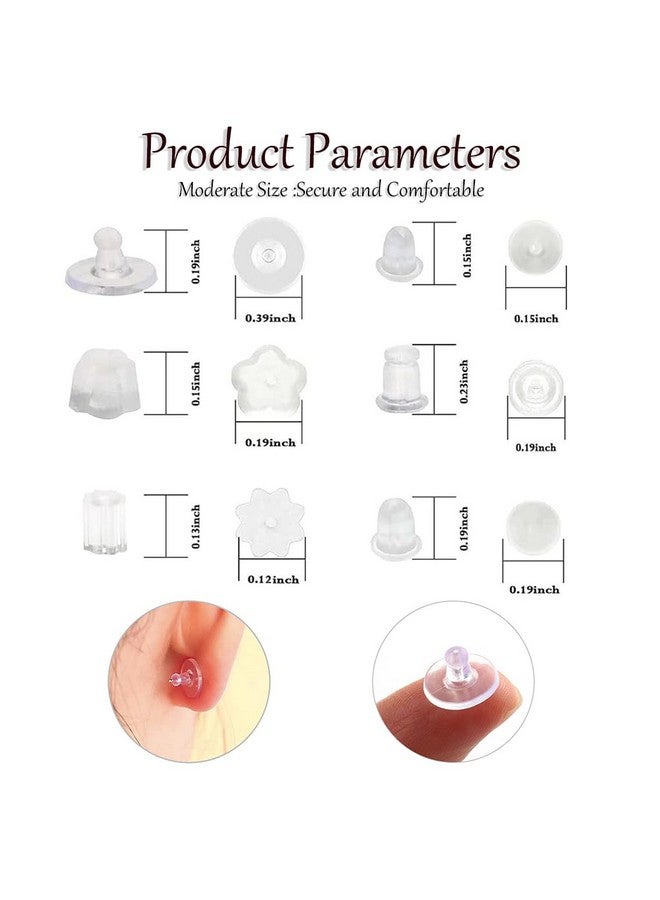 MAYCREATE Plastic 600Pcs Earring Backs For Ear Studs, 6 Styles Soft Clear Earring Clutch Stoppers, Hypoallergenic Locking Earring Accessories Replacement Kits For Hook Earrings - Image 3