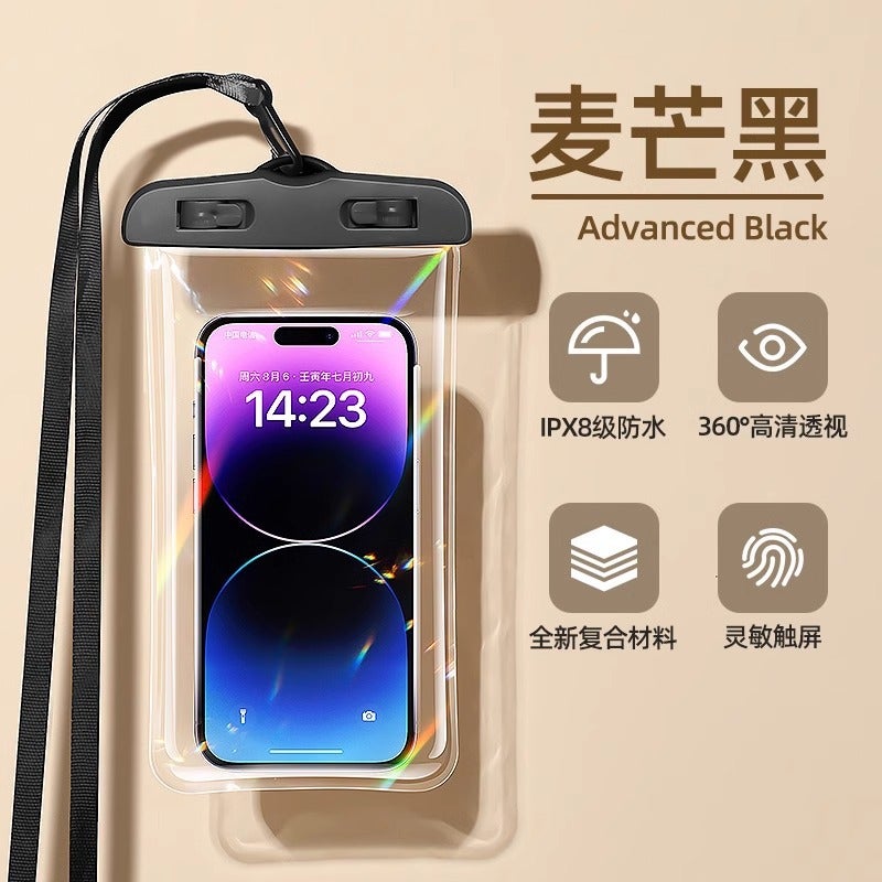 Mobile Phone Waterproof Bag Touchscreen Swimming Takeaway Special Rider Waterproof Sealed Bag Underwater Airbag Cover Photo Snorkeling Black [classic-hd transparent] 