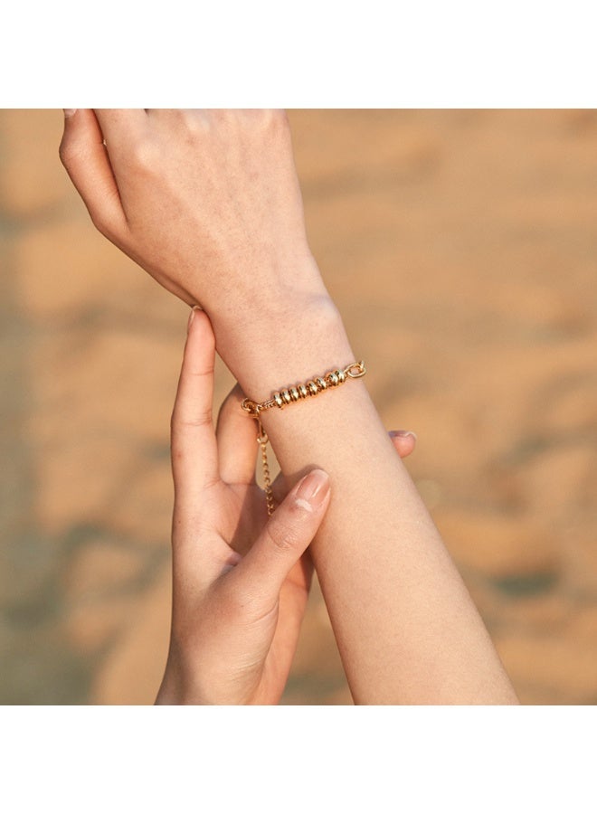 NOORISH Abacus Bead Bracelet, 18K Gold Plated Copper Handmade O Chain, Light Luxury Minimalist Hand Jewelry for Women, Unique Gift - Image 3
