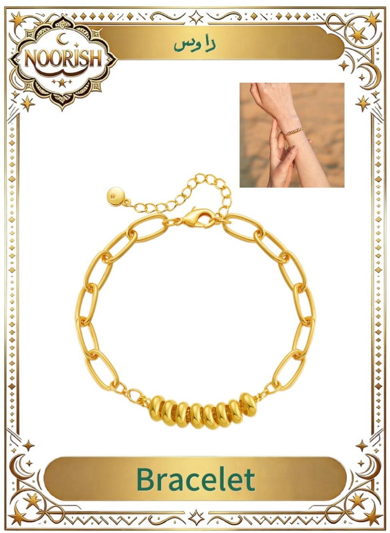 NOORISH Abacus Bead Bracelet, 18K Gold Plated Copper Handmade O Chain, Light Luxury Minimalist Hand Jewelry for Women, Unique Gift - Image 1
