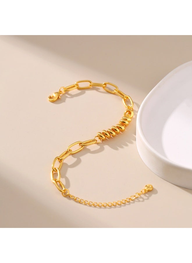 NOORISH Abacus Bead Bracelet, 18K Gold Plated Copper Handmade O Chain, Light Luxury Minimalist Hand Jewelry for Women, Unique Gift - Image 5