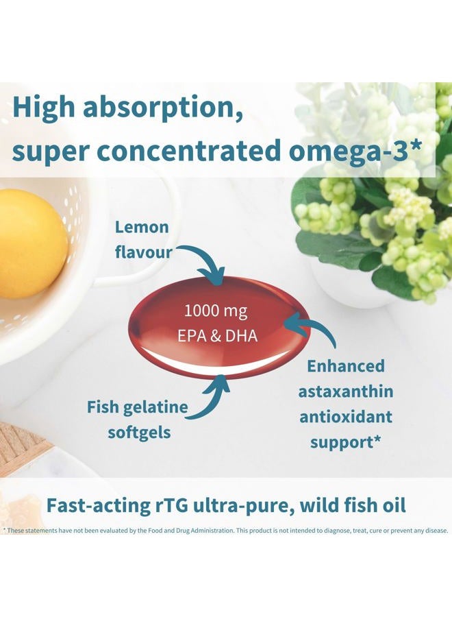 Igennus Ultra Pure Omega 3 Triglyceride rTG Wild Fish Oil 1360mg, IFOS Certified, EPA DHA 1000mg Plus Astaxanthin, Non-GMO, for Men & Women, 180 Softgels - Image 4