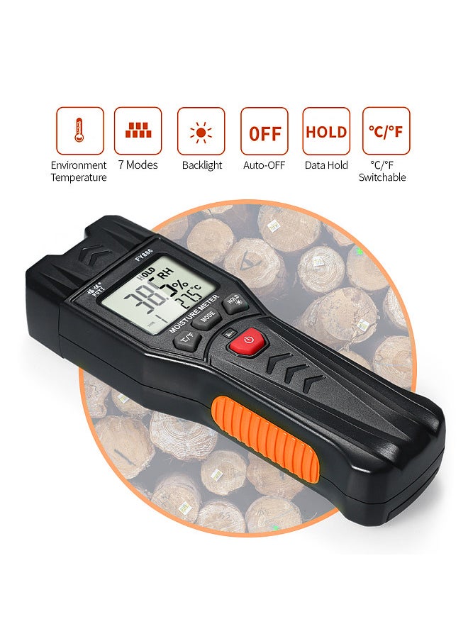 FUYI FUYI Digital Damp Meter Detector Wood Moisture Meter Wood Moisture Tester with 7 Modes LCD Backlight Data Hold Function  - Image 3
