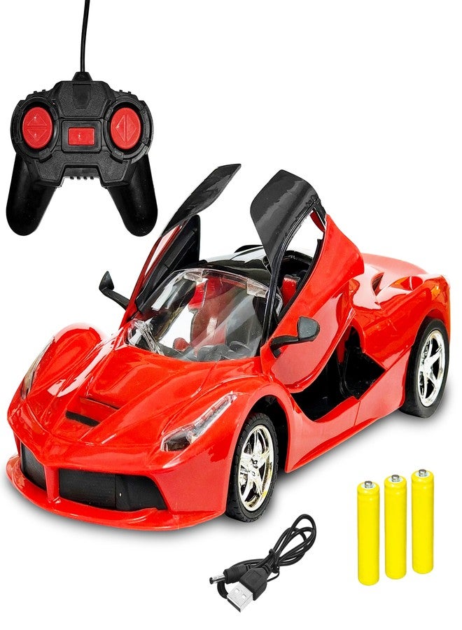 VGRASSP 1:16 Scale Remote Control Supercar Toy for Kids - Electronic Door Opening RC Sports Vehicle with Rechargeable Batteries and USB Charging Cable - Birthday Gift Toy for Kids - Red - Image 1