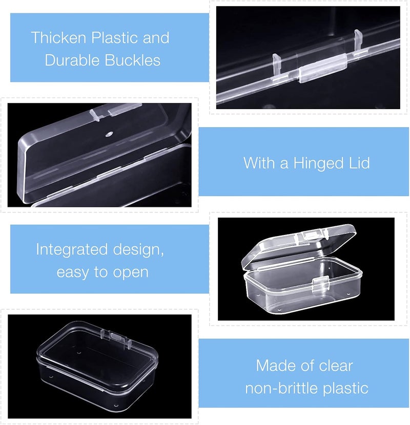 Blulu 12 Pieces Plastic Clear Storage Box Organizer with snap-tight closure latch Mini small Storage Containers Cases with Hinged Lid Hobby Modular Craft Supply Satchel (2.5 x 1.77 x 0.79 Inch) - Image 4
