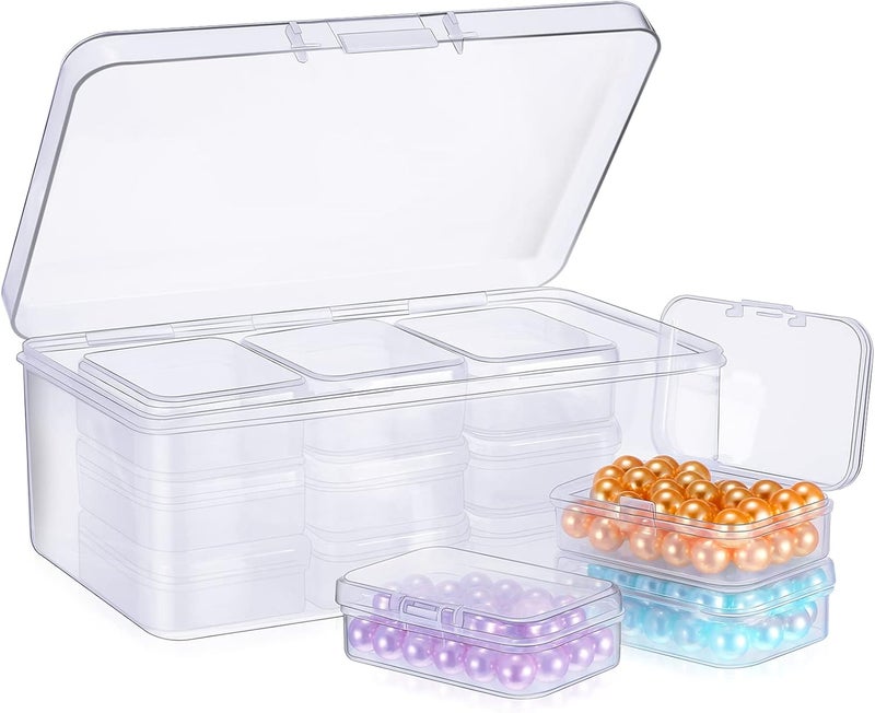 Blulu 12 Pieces Plastic Clear Storage Box Organizer with snap-tight closure latch Mini small Storage Containers Cases with Hinged Lid Hobby Modular Craft Supply Satchel (2.5 x 1.77 x 0.79 Inch) - Image 1