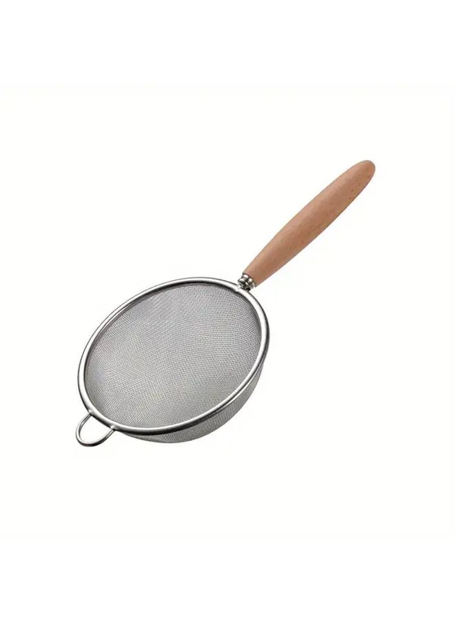 304 Stainless Steel Colander With Wooden Handle 3.94in For Straining Filtering - Image 5