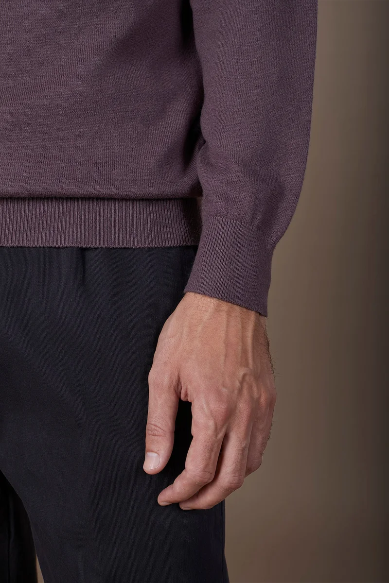 Doppelganger Red Men's regular fit crew neck jumper in wool and cotton - Mauve for Men | Best Price UAE