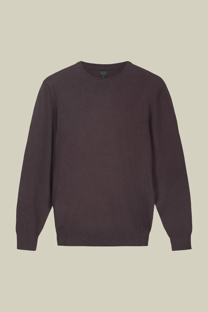 Doppelganger Red Men's regular fit crew neck jumper in wool and cotton - Mauve for Men | Best Price UAE