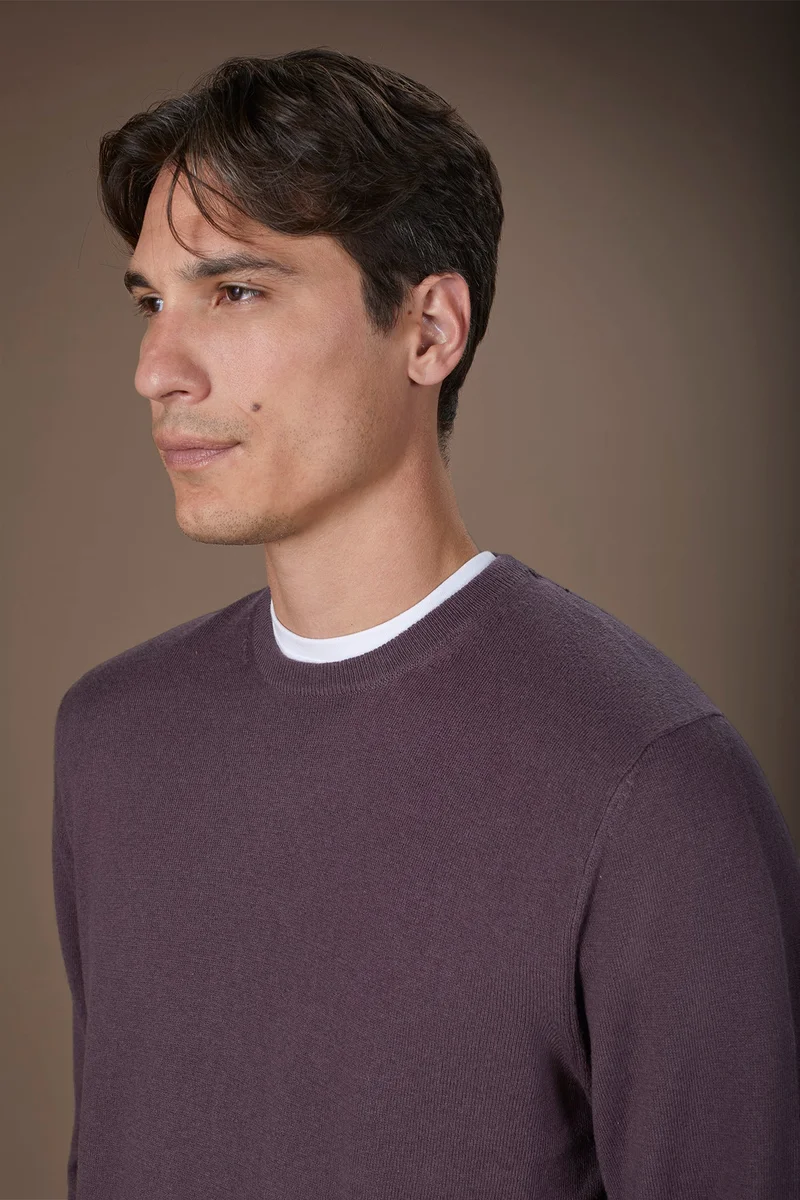 Doppelganger Red Men's regular fit crew neck jumper in wool and cotton - Mauve for Men | Best Price UAE