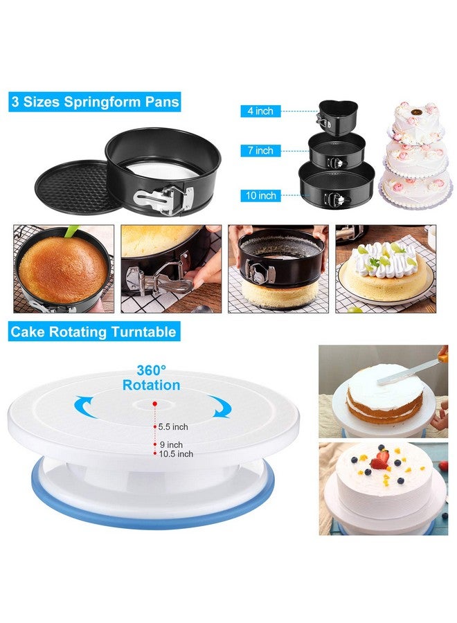 Taiker Cake Decorating Supplies,493 PCS Cake Decorating Kit 3 Packs Springform Cake Pans, Cake Rotating Turntable,48 Piping Icing Tips,7 Russian Nozzles, Baking Supplies,Cupcake Decorating Kit, Multicolor  - Image 2