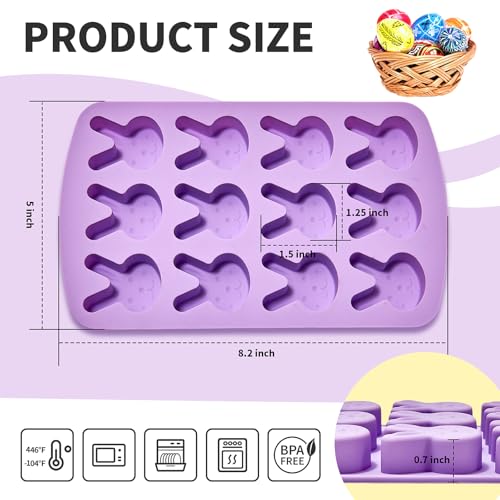 Dootafy Easter Bunny Silicon Molds, Bunny Ice Cube Tray Easter Hard Candy Chocolate Moulds 2 Pack Rabbit Shaped Molds Baking Pan Resin Cake Chocolate Mold Silicone Candy Pan for Party - Image 3