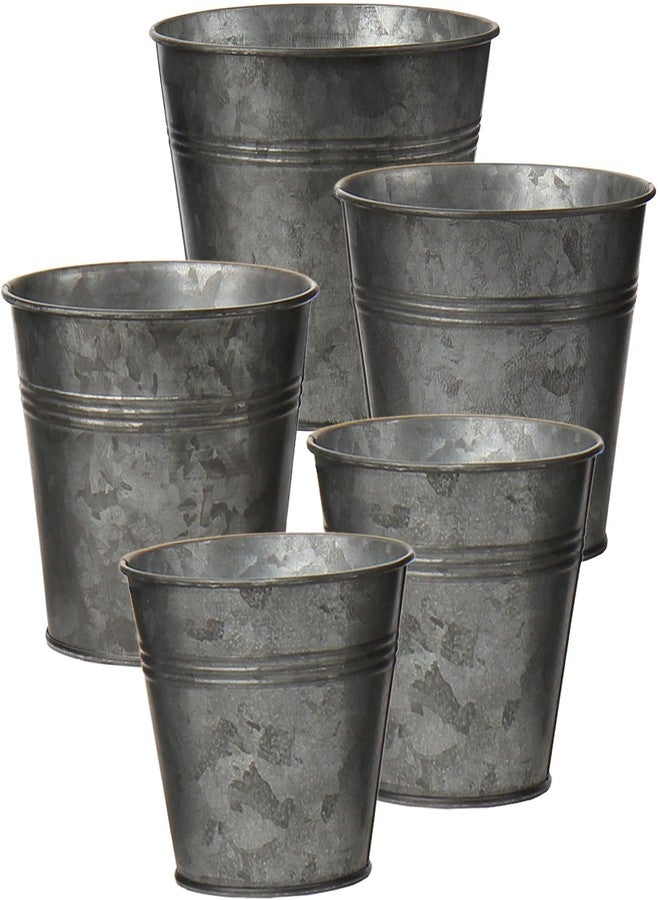 Briful 5 Size Galvanized Buckets Rustic Farmhouse Metal Bucket Galvanized Flower Bucket Home Indoor Outdoor Decorative Tin Planters (3.7In/3.9In/5.1In/5.9In/7.1In) - Image 1