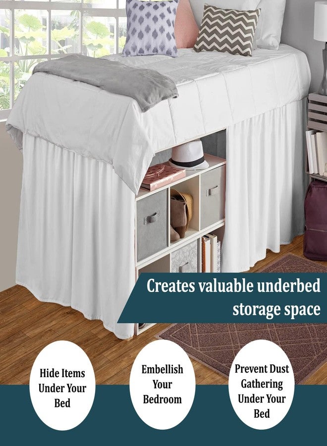 SKY BEDDINGS تنورة سرير لغرفة النوم الجامعية، مقاس توين إكس إل - تنورة سرير لغرفة النوم الجامعية - تنورة سرير طويلة جدًا لغرفة النوم الجامعية، طولها 36 بوصة، مصممة خصيصًا - تنانير سرير بيضاء من الألياف الدقيقة 100% لغرفة النوم الجامعية - تنورة سرير لغرفة النوم الجامعية - توين إكس إل/طول 36 بوصة - Image 5