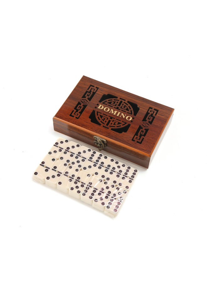 Cross-Border High-End Domino Set Dominoes Domino Toy Wood Grain Cut Out Box