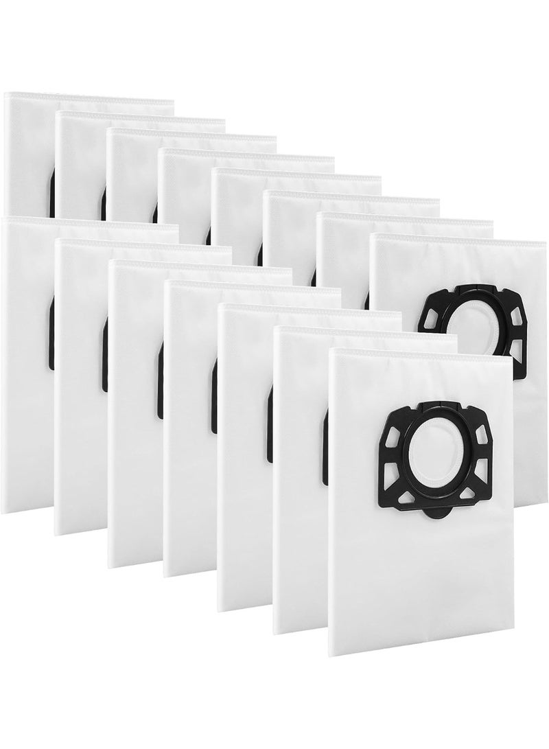 Pack of 10 KFI 487 Vacuum Cleaner Bags for Kärcher WD4 WD5 WD6 WD5P WD6P MV4 MV5 MV6 Fleece Filter Bags Dust Bags for 2.863-006.0 Wet & Dry Vacuum Cleaners, White