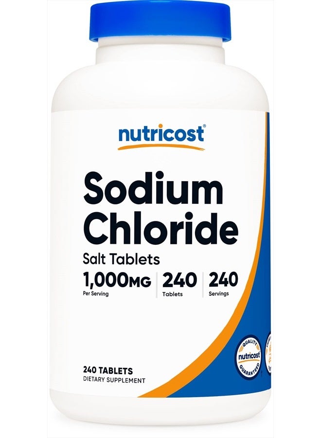 Nutricost Sodium Chloride 1000mg, 240 Tablets - Salt Tablets, Non-GMO, Gluten Free - Image 1
