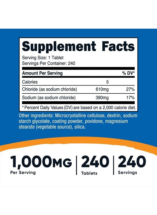 Nutricost Sodium Chloride 1000mg, 240 Tablets - Salt Tablets, Non-GMO, Gluten Free - Image 5