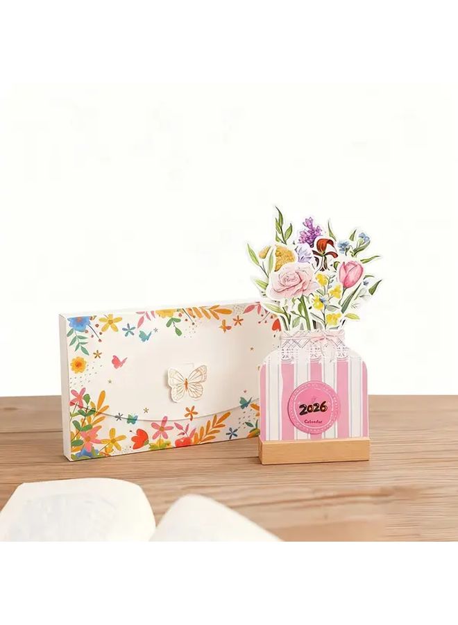 2026 Floral Desk Calendar 12 Month New Year Desktop Decor Flip Cover Decorative 1pc - Image 5