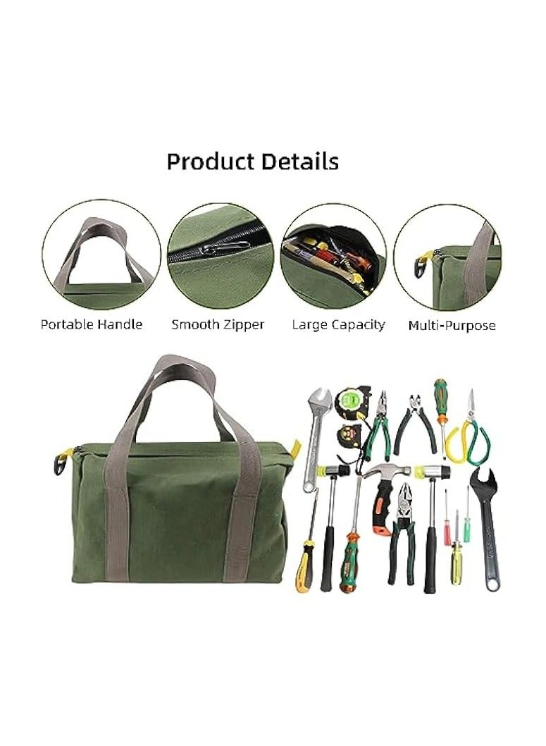 erorex Wide Mouth Canvas Tool Bag, Heavy Duty Tool Storage, Large Capacity Tool Tote for Electricians, Power Tool Organizer Pouch  - Image 4