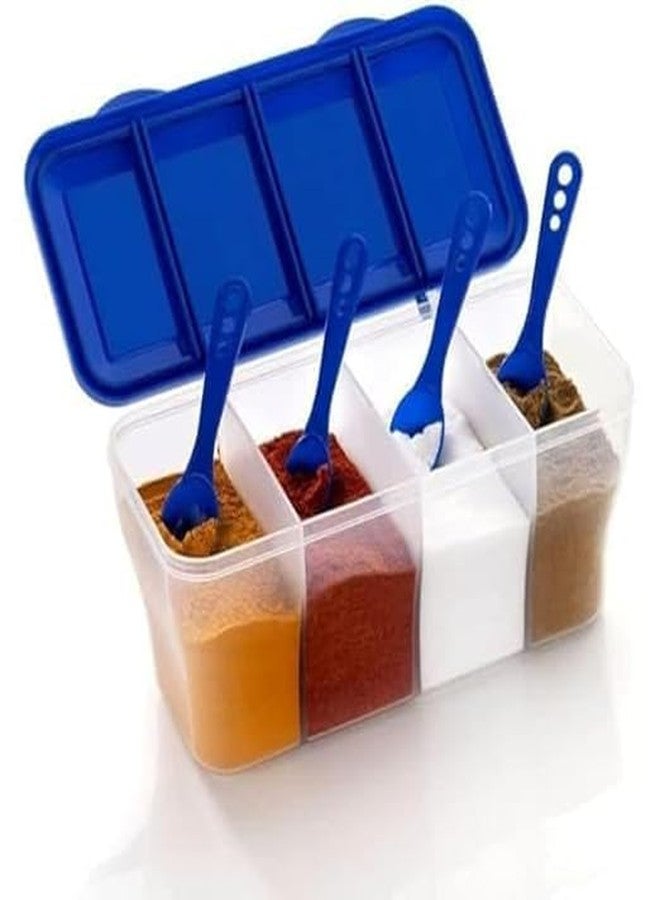 Magnet Mega Bazaar Multipurpose Plastic 4 In 1 Masala Box for Kitchen, Transparent Pickel Box, 4 Compartment Storage Container Airtight For Cereal, Dry Fruits Dabba 1800 Ml with 4 Spoons | Airtight Container - Image 4