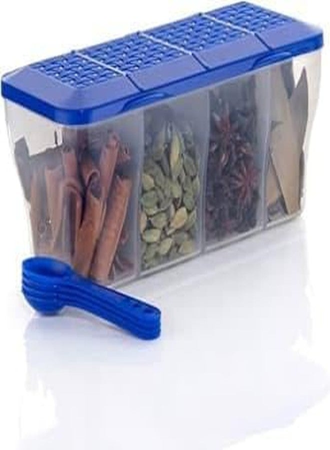 Magnet Mega Bazaar Multipurpose Plastic 4 In 1 Masala Box for Kitchen, Transparent Pickel Box, 4 Compartment Storage Container Airtight For Cereal, Dry Fruits Dabba 1800 Ml with 4 Spoons | Airtight Container - Image 2
