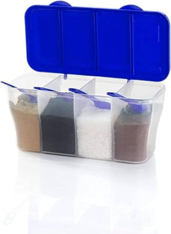 Magnet Mega Bazaar Multipurpose Plastic 4 In 1 Masala Box for Kitchen, Transparent Pickel Box, 4 Compartment Storage Container Airtight For Cereal, Dry Fruits Dabba 1800 Ml with 4 Spoons | Airtight Container - Image 3