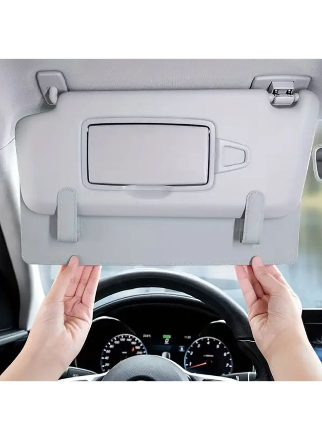 Universal Car Sunshade Visor Extension Gray Faux Fur Sun Blocker with Buckle Closure - Image 2