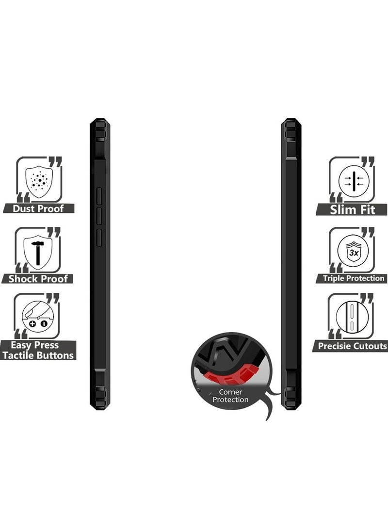 Techie غطاء خلفي واقٍ من الدرجة العسكرية مع إطار ممتص للصدمات من مادة TPU الناعمة المقاومة للصدمات لهاتف Xiaomi Poco X6 Pro 5G - أسود شفاف - Image 5