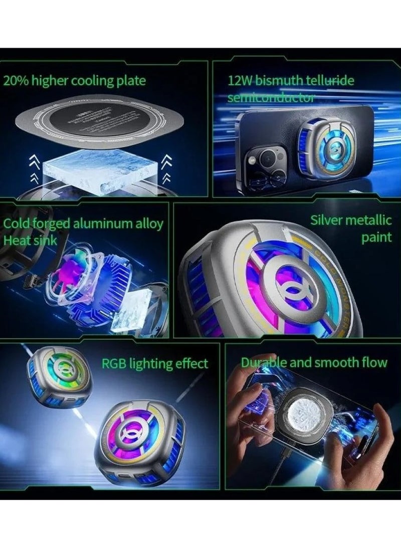 بليكستون مروحة تبريد الهاتف المحمول Plextone EX2 Ultra مع مغناطيس وإضاءة RGB ملونة، مروحة فعالة وسريعة التبريد للهواتف المحمولة والأجهزة اللوحية. - Image 5