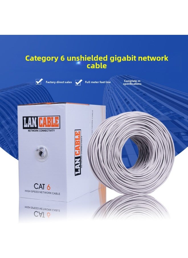 Generic Six Types Of Gigabit Oxygen-free Copper Over-test Network Cable 6 Types Of Unshielded 8-core 056 Twisted Pair Monitoring Engineering Pure Copper Network Cable-Color:Six Types Of Copper Clad Aluminum 05 Wire Core-Line Length:300 M  - Image 1