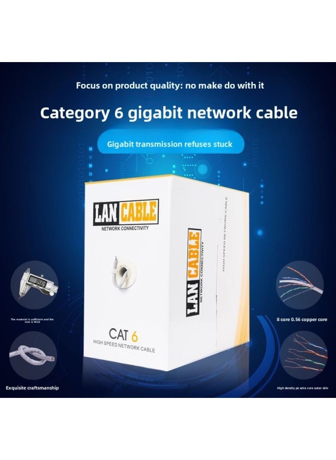 Generic Six Types Of Gigabit Oxygen-free Copper Over-test Network Cable 6 Types Of Unshielded 8-core 056 Twisted Pair Monitoring Engineering Pure Copper Network Cable-Color:Six Types Of Copper Clad Aluminum 05 Wire Core-Line Length:300 M  - Image 2