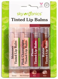 Sky Organics Ed Lip Balm By Sky Organics - 4 Pack Assorted Colors - Coconut Oil, Cocoa Butter, Vitamin E- Minty Lip Plumper For Dry, Chapped Lips- Tinted Lip Moisturizer. Made In Usa  - Image 1