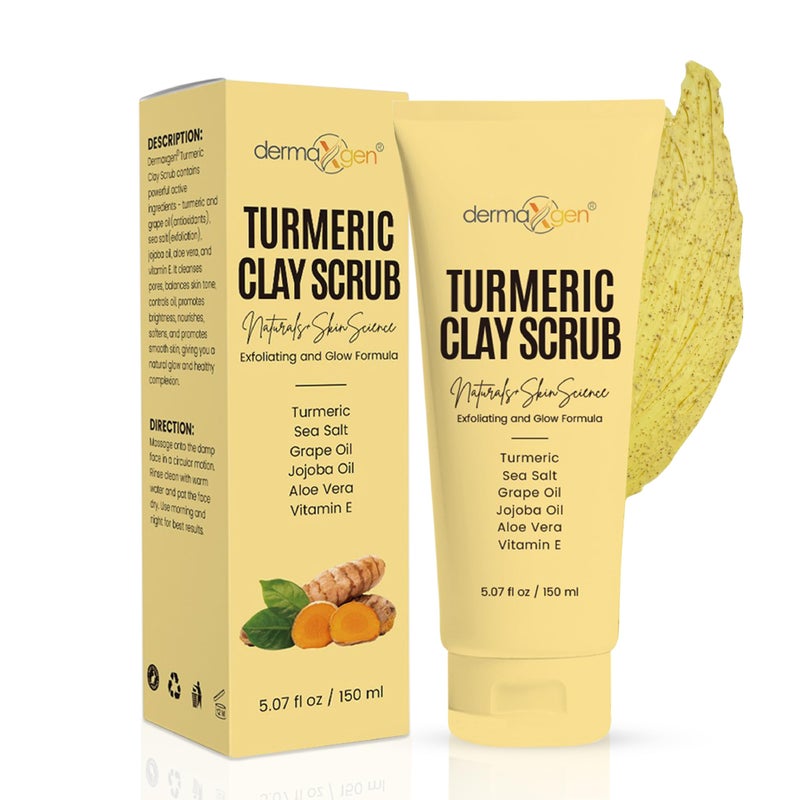 DERMAXGEN Turmeric Clay Scrub â€“ Cleanse, Exfoliate, and Brighten Your Skin with Turmeric and Clay. Achieve a Smooth, Radiant Complexion by Removing Impurities and Balancing Skin for a Natural Glow - Image 1