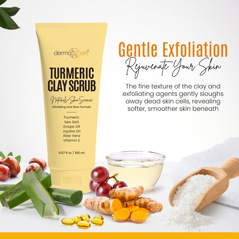 DERMAXGEN Turmeric Clay Scrub â€“ Cleanse, Exfoliate, and Brighten Your Skin with Turmeric and Clay. Achieve a Smooth, Radiant Complexion by Removing Impurities and Balancing Skin for a Natural Glow - Image 4