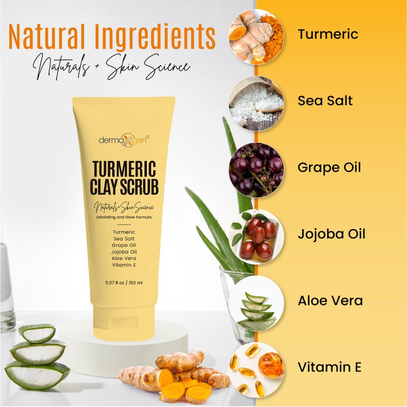 DERMAXGEN Turmeric Clay Scrub â€“ Cleanse, Exfoliate, and Brighten Your Skin with Turmeric and Clay. Achieve a Smooth, Radiant Complexion by Removing Impurities and Balancing Skin for a Natural Glow - Image 2