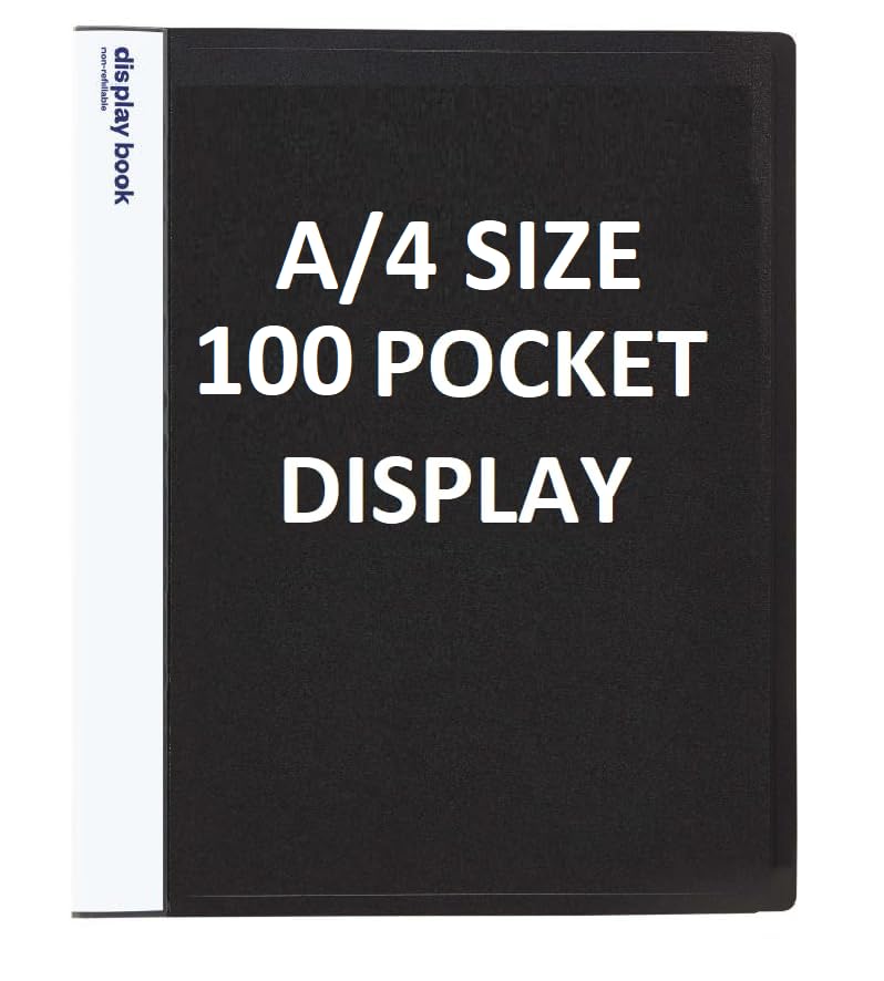 Display File,Clear Leaves A4 Size Papers,100 Folders, Plastic (100 Pocket Black A4)
