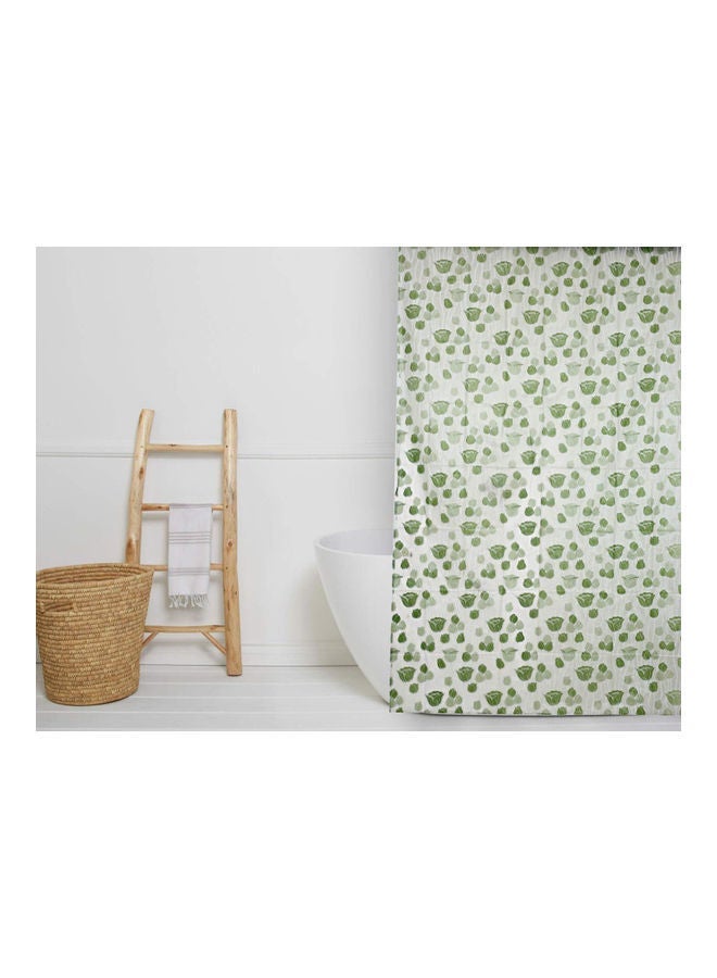 NIBEMINENT Floral Design PVC Shower Curtain With Hooks Green 54 x 84inch - Image 3