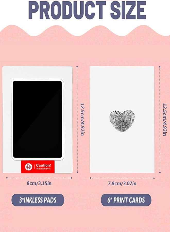 Baby Handprint and Footprint Kit, 3 Baby Handprint Ink Pads, 6 Imprint Cards, Baby Footprint Kit, Pet Dog Paw Print Set for Feet and Hands, Family Keepsake - Black - Image 2